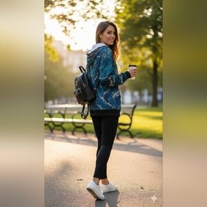 Women's Pixie Lady zip-up hoodie marble design